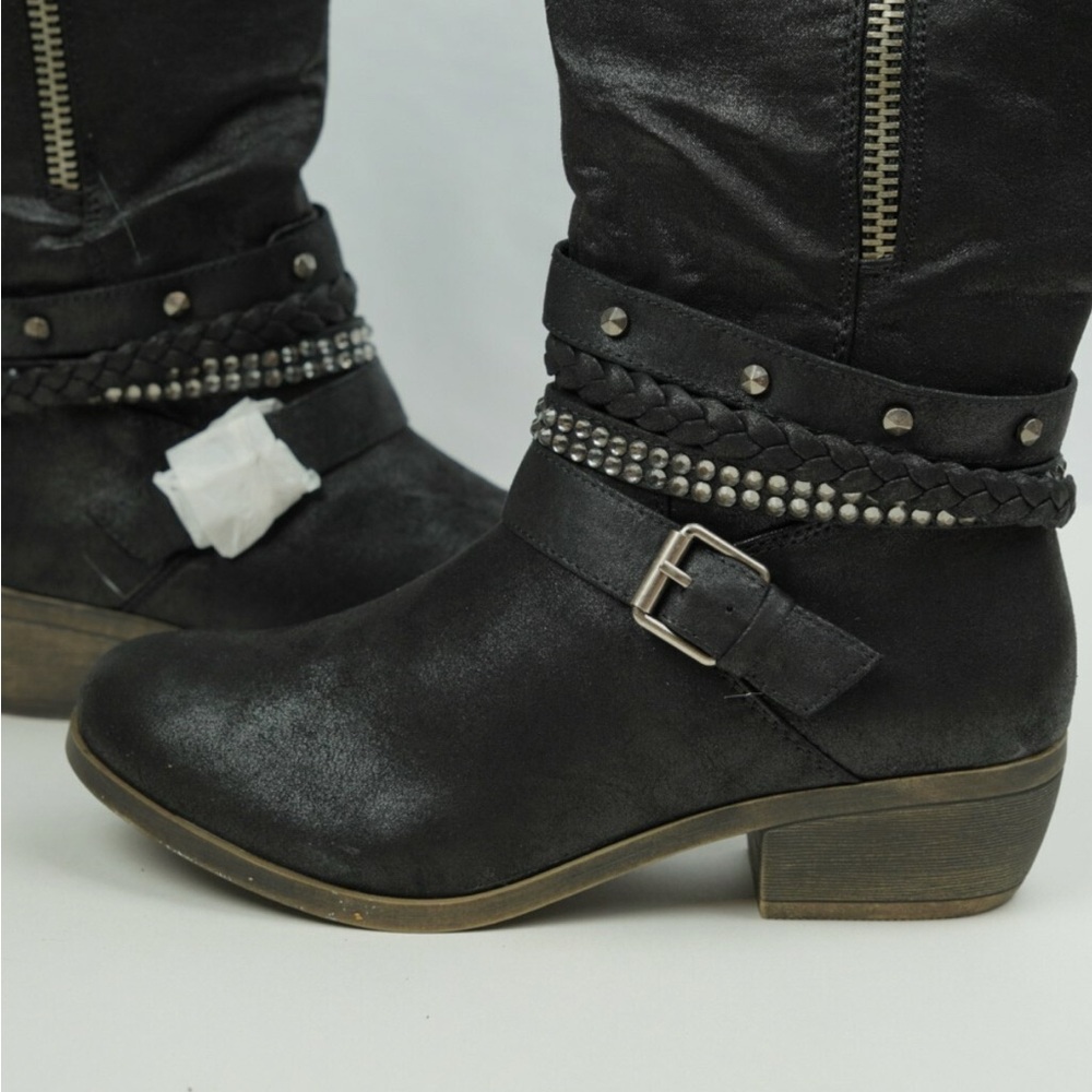 SO Black Over-the-Knee Zip & Buckle Riding Boots - Picture 4 of 5